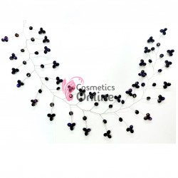 Accesoriu modern pentru decor par WED56 Argintiu cu cristale de 35cm - Albastru Indigo